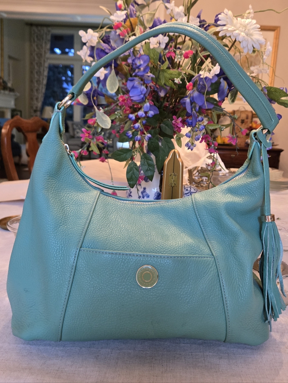 Isaac Mizrahi Pebbled Leather Shoulder Tote - EUC